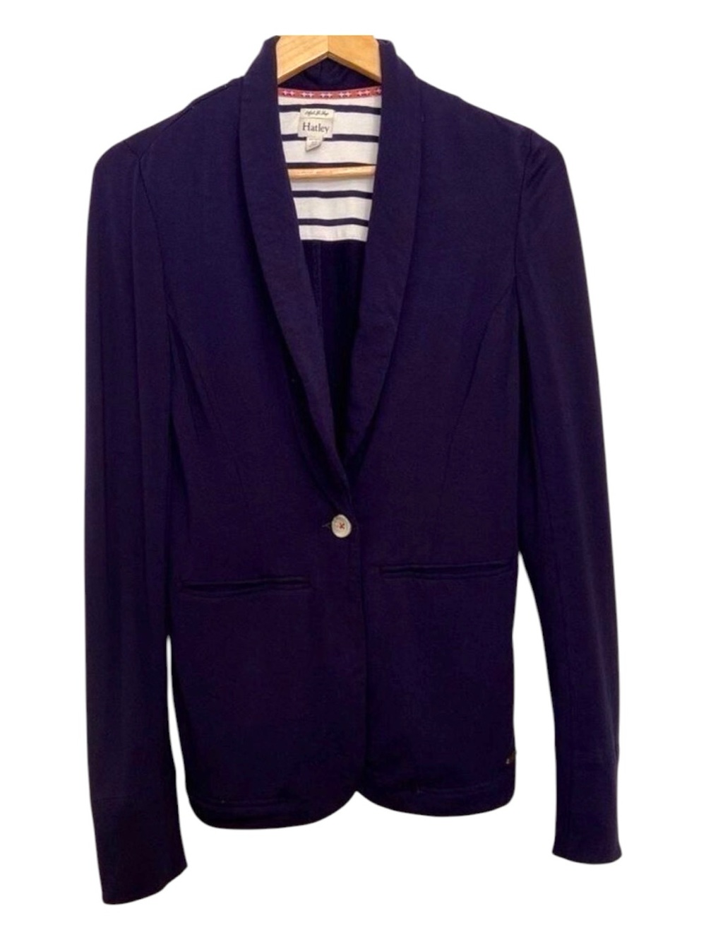 Hatley blazer perfect fit jersey cardigan blue purple small button front